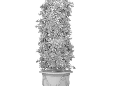 Decorative tree bush plant in a classic garden pot  3D model