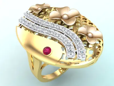  Mesh flower ring - Italian rings - Womens Rings - N6351 3D print model