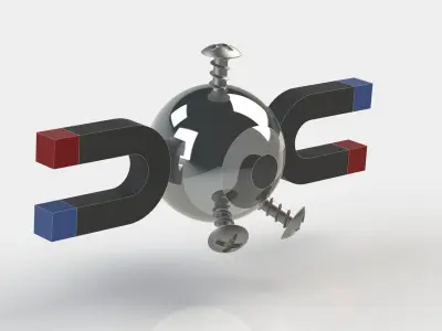 Magnemite metal ball with two lines Free 3D model