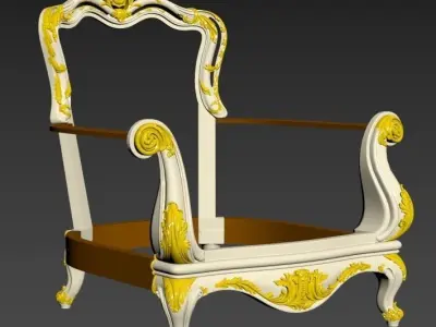 Armchair ornate chair Low-poly 3D model