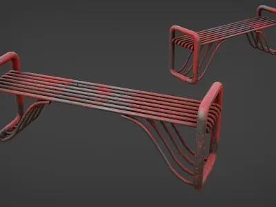 Bench Pack Low-poly 3D model