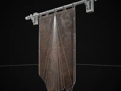Leather Torn Banner Low-poly 3D model