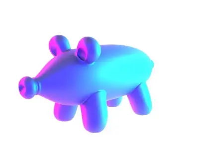 Violet Piggy Balloon Decoration Props Second Life toy 3D print model
