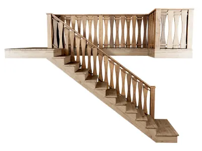 Wooden stair F021  3D model