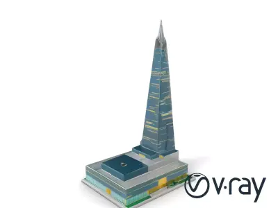 Futuristic Glass Skyscraper with Neon Facade model pack Low-poly 3D model