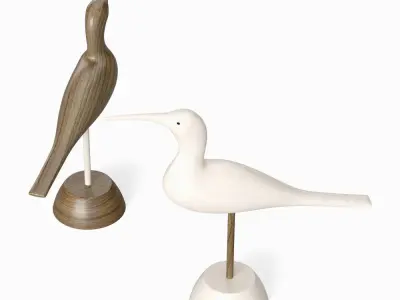 Hand Carved Wooden Sandpiper 3D model