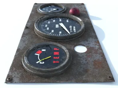 Old Dashboard Mile of construction roller  truck 3D model