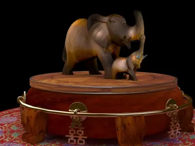 Chinese wooden elephant figure  3D model