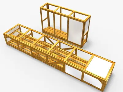 Boxes wooden bench 3D model
