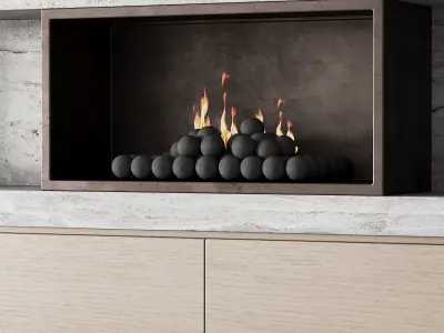 150 tv wall kit 02 modern japandi oak wood 02 3D model