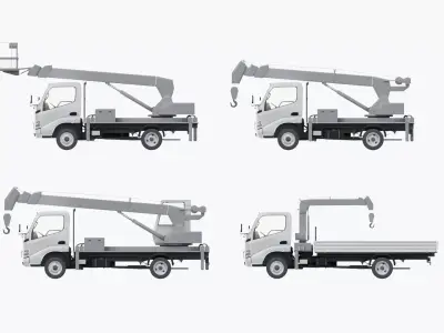 Toyota Dyna 1999 Crane Set Low-poly 3D model