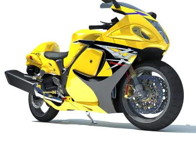 Yellow Suzuki Hayabusa Motorcycle 3D model