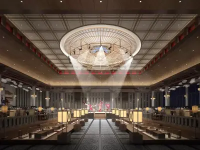 Chinese Tea House  Club - Tea Sets  Lighting 3D Model Furniture Low-poly 3D model