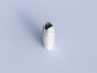 Vase double arc hexagon with wavy extruded lines 3D print model