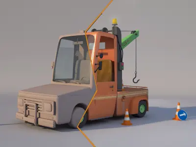  3d Evakuator car Low-poly 3D model