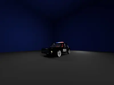 Game Ready Police Cruiser 3D Model Black and Retro Style Low-poly 3D model