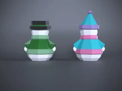Low Poly  Snowman Model Origami 3D print model 3D print model 3D print model