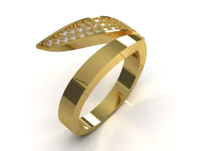 Pave Diamond Pointed Blade Statement stl Ring jr00274 3D print model