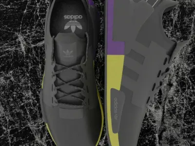 ADIDAS 3D SHOES - PURPLE- YELLOW Low-poly 3D model