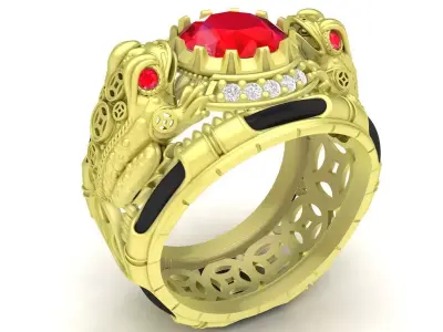 Luxury Royal Red Stone Men Ring 3D Jewelry Model  3801 3D print model