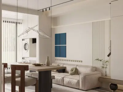 Modern living room dining room interior scenes 174 3D model