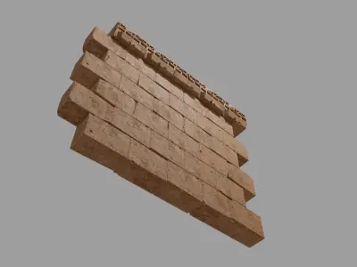Ancient Temple Wall Modular Low-poly 3D model