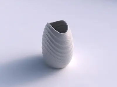 Bowl compressed with sections and twisted lines 3D print model