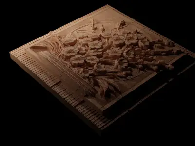Cherry Blossom CNC 3d Print High Relief Sand Casting 3D print model