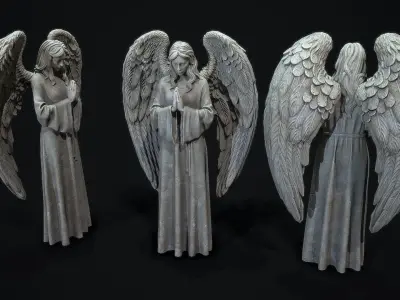 Angel Statue  Low-poly 3D model