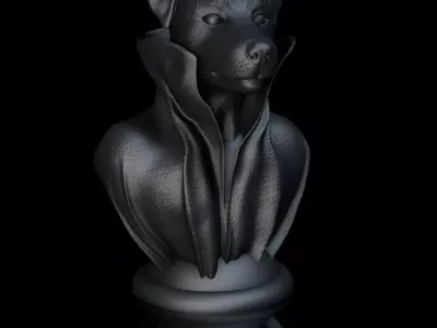 Jack Russell - with Cape Collar on Pedestal 3D print model