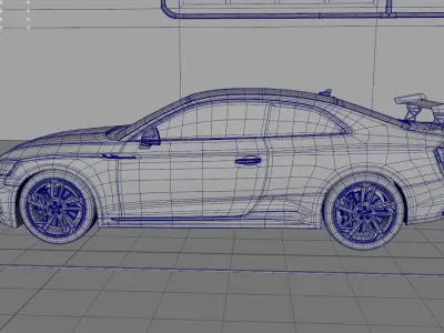 AUDI RS5 in garage Low-poly 3D model