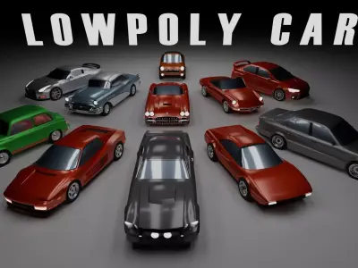 11 Lowpoly Cars Low-poly 3D model