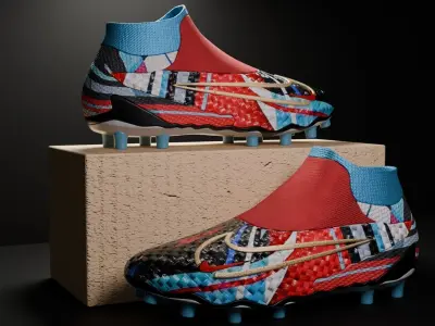 Nike red blue boots 3D model