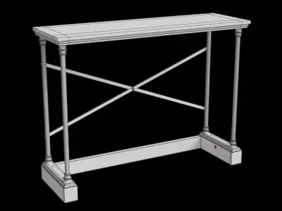 Gray Wood Industrial Table Low-poly 3D model