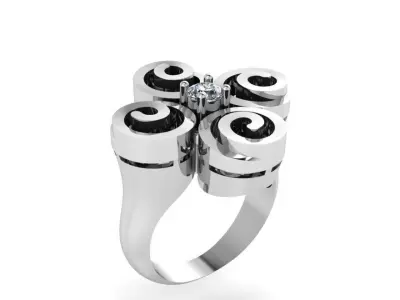 Spiral Earring Ring Set 2410 3D print model