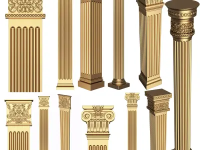 Collection of Columns 02 Low-poly 3D model