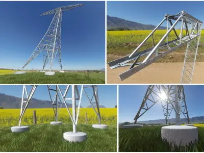 Transmission Tower 22 Meter Low-poly 3D model