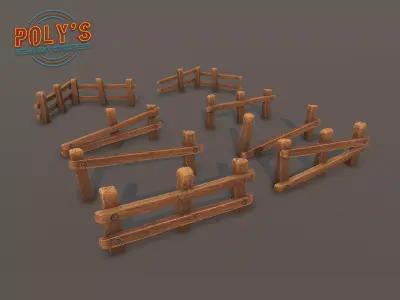 Low Poly Fence Low-poly 3D model Low-poly 3D model