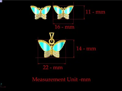  Diamond Butterfly Pendant - 0033 3D print model