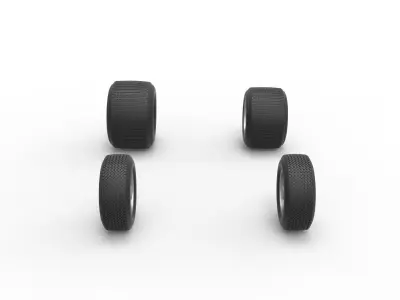 Wheel set of Dirt Sprint car Scale 1 to 25 3D print model