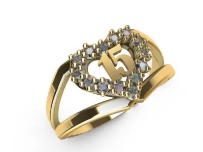  Anillo de 15 para dama-mujer -v- 3D print model