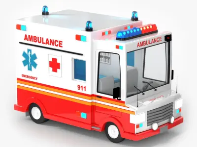 Ambulance Low-poly 3D model