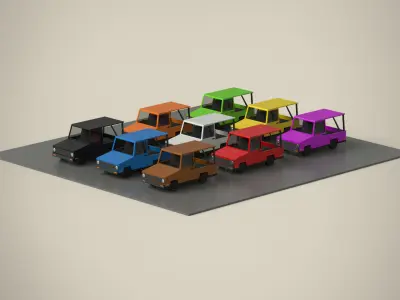 Cartoon Car Collection Low-poly 3D model