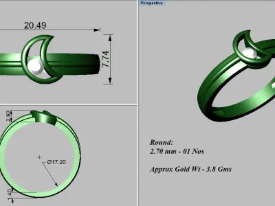light weight gold diamond rings-C111116SKCH2026009-wt-0-5 3D print model