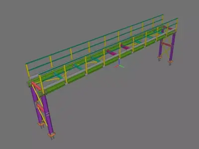 Steel Bridge Structure OBJ IFC 3D Model 3D model