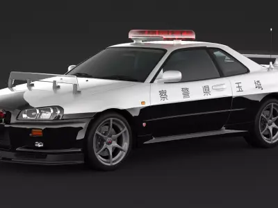 Nissan Skyline GT-R R34 Police Car 3D model