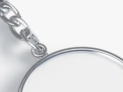 White Round Keychain - key tag holder Low-poly 3D model