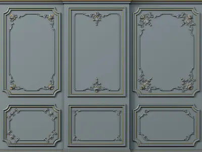 Wall molding 5  Boiserie classic panels Low-poly 3D model