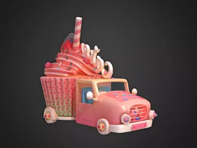 Asset - Cartoons - Food Car - Cake 3D model