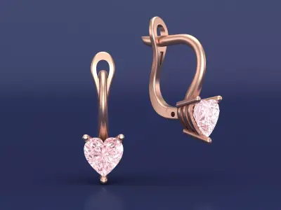 Heart-Shaped Gemstone Earrings 3D CAD Jewelry Design 3D print model